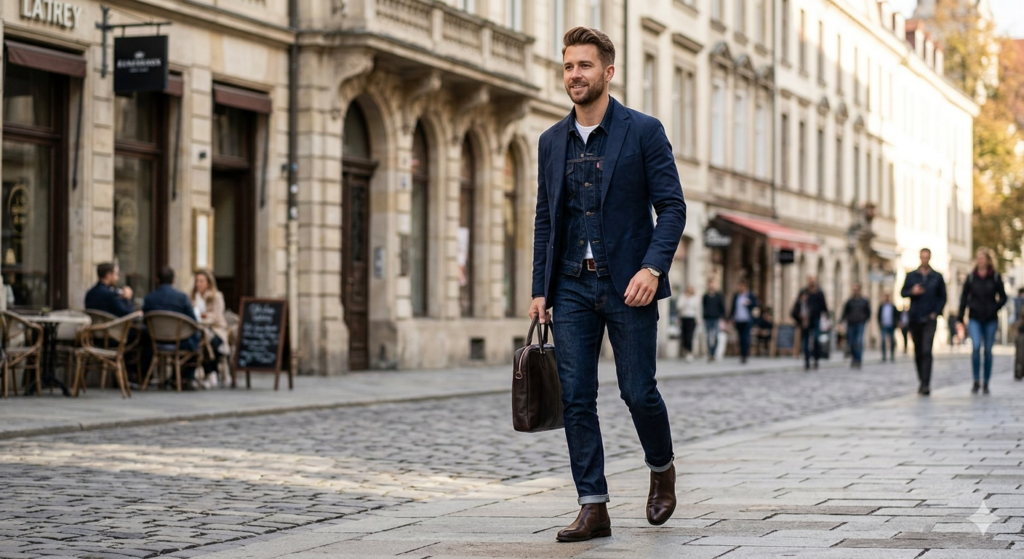 Two ways on how to style bomber jacket mens: casual with a hoodie and smart with a turtleneck.