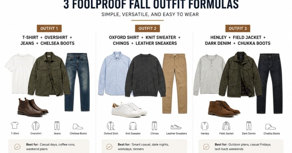 Three easy men's fall outfit formulas for everyday wear