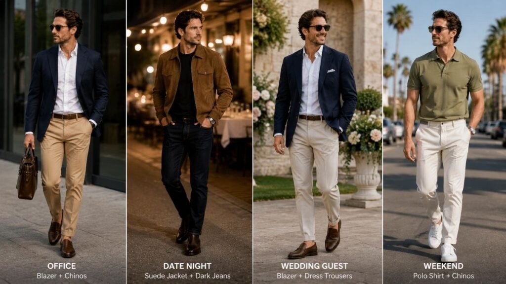 Men's smart casual outfit ideas for office, date night, wedding, and weekend